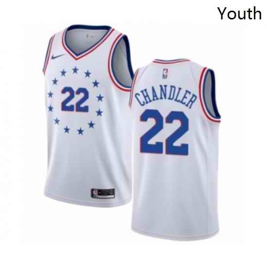 Youth Nike Philadelphia 76ers 22 Wilson Chandler White Swingman Jersey Earned Edition